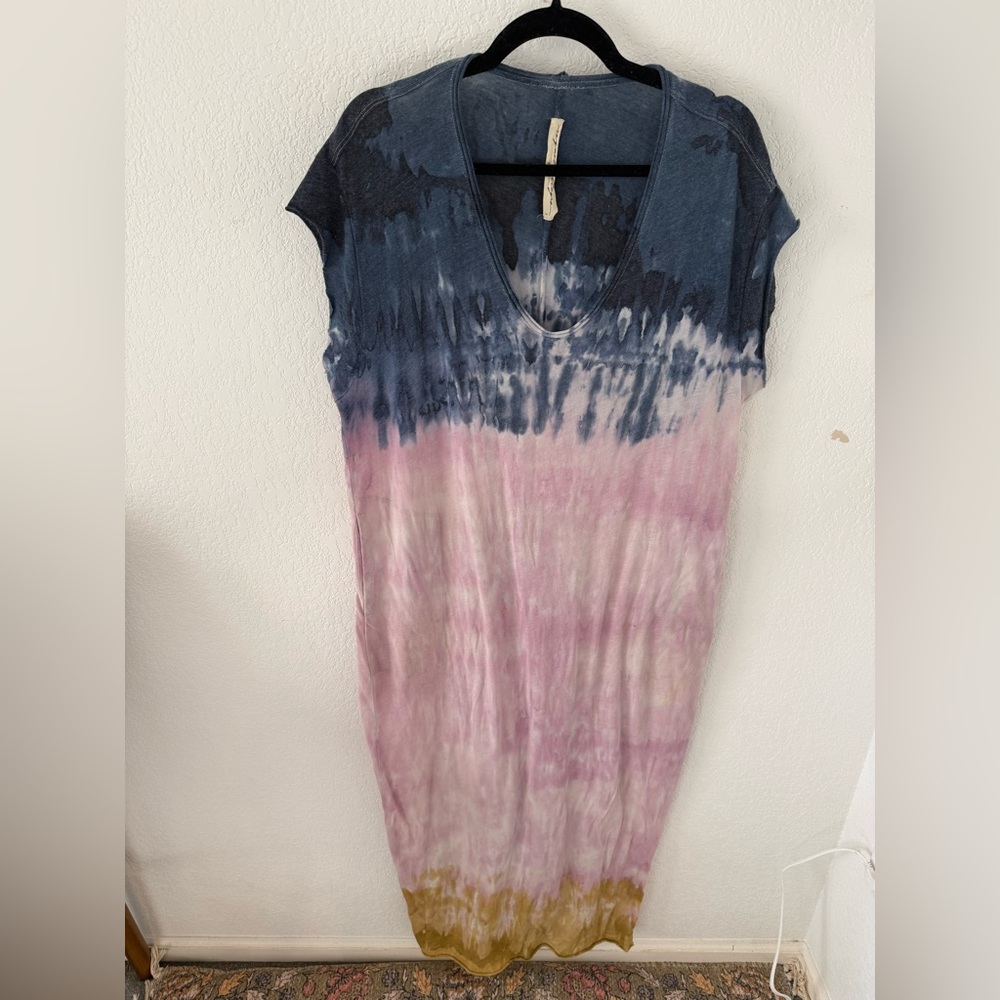 Raquel Allegra Blue and Pink Tie-Dye Maxi Dress